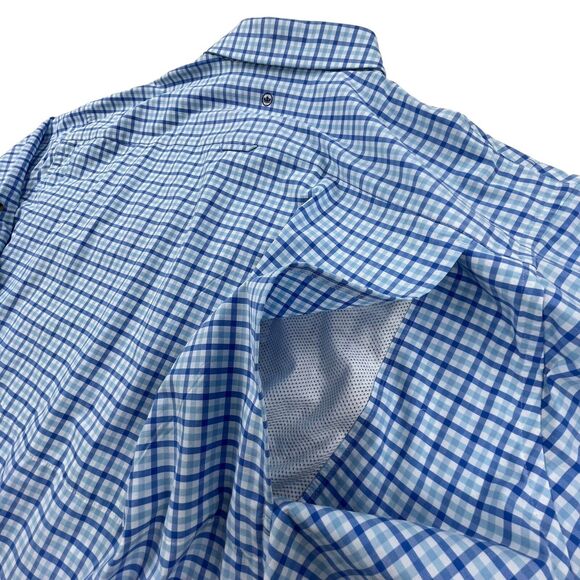 Peter Millar Performance Shirt XXL Blue Check Roll Tab Seaside Plaid Vented NWT - Picture 11 of 14